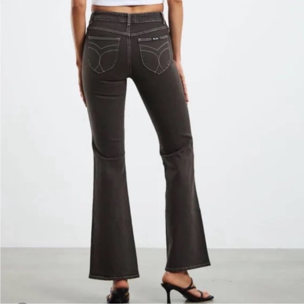 NWT ROLLA'S Anthropologie | Women’s Dark Grey Boot Cut Jeans White Stitching, 29